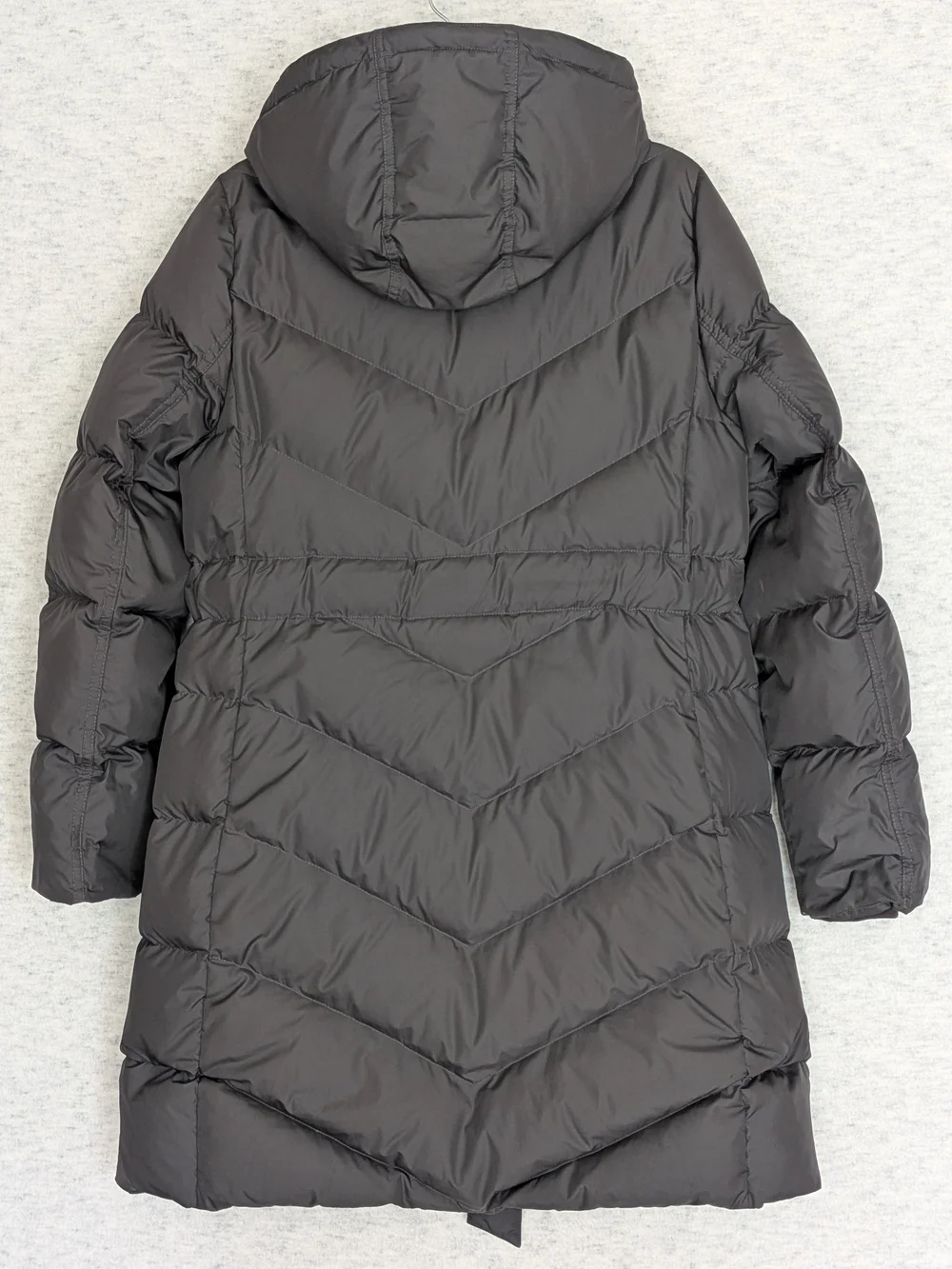 J.CREW Down Puffer Coat Belted Hooded Parka Jacket Black Size M Mid-Thigh Length
